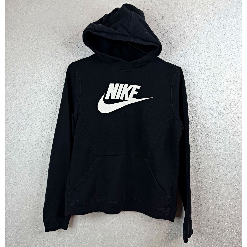 Nike Youth Black Pullover Hoodie Sweatshirt Logo Front Pocket Size XL